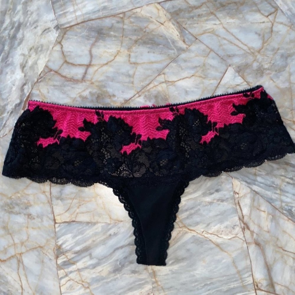 Rare Seduction Victoria's‎ Secret Panty Limited Edition Rare Pink Black Lace Med